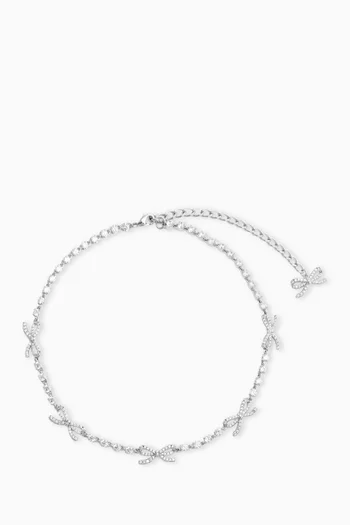 Bow Crystal Necklace in Silver-plated Brass