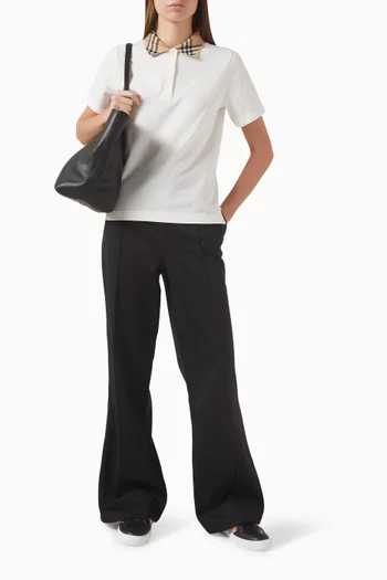 تي شيرت بولو بياقة بنقشة مربعات قطن