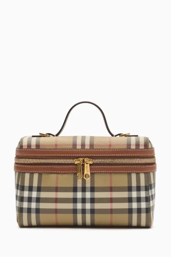 حقيبة مستحضرات تجميل بنقشة مربعات قنب