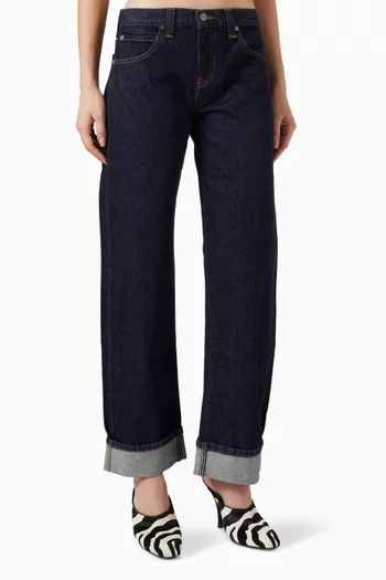 بنطال جينز كارو بقصة ساق مقوسة دينم