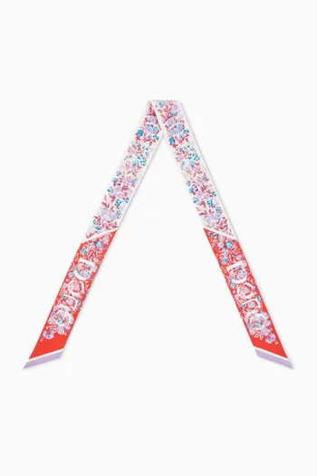 Floral-print Ribbon in Silk Twill