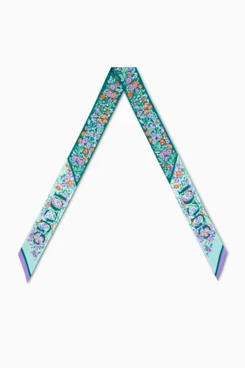 Floral-print Ribbon in Silk Twill