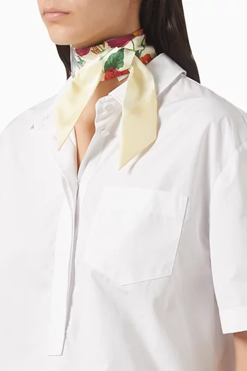 Floral-print Ribbon in Silk Twill