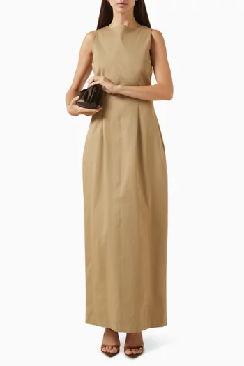 فستان طويل بقصة ضيقة قطن