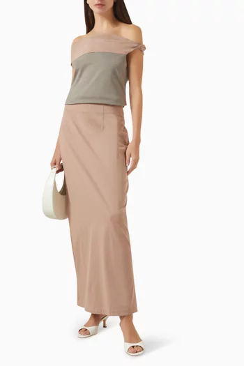 طقم بلوزة بلونين وتنورة قطن