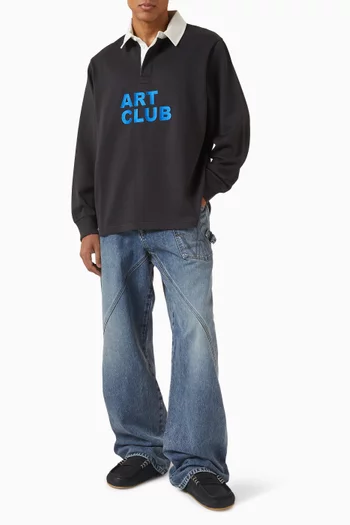 Art Club Rugby Polo Top in Cotton