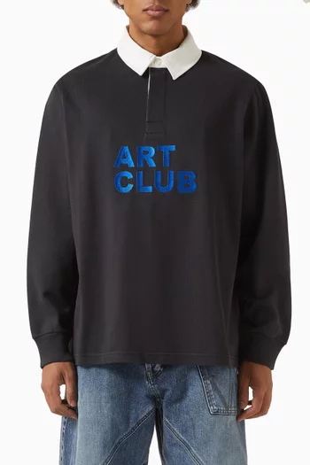 Art Club Rugby Polo Top in Cotton