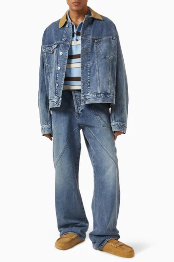 تي شيرت بولو رجبي مخطط مزيج صوف