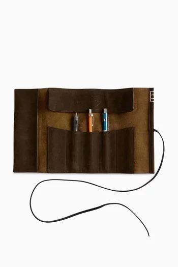Pen Roll Case in Leather