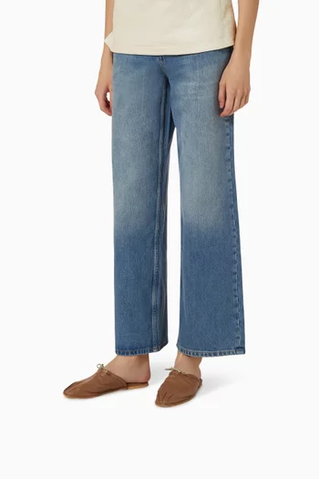 حذاء لين مفتوح من الخلف بكعب مسطح جلد