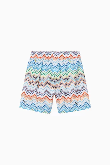 Chevron Print Swim Shorts in Nylon