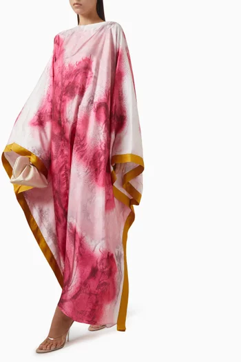 فستان سابرينا طويل مزين بنقشة