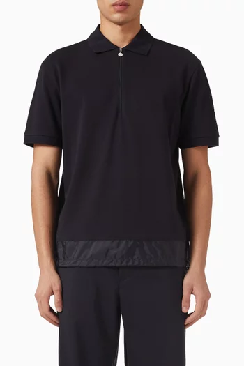 Quarter Zip Polo Shirt in Cotton