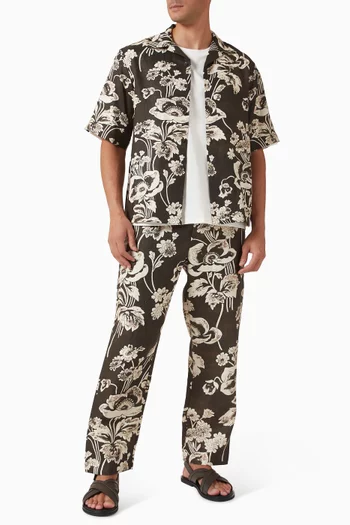Print Resort Pants in Linen