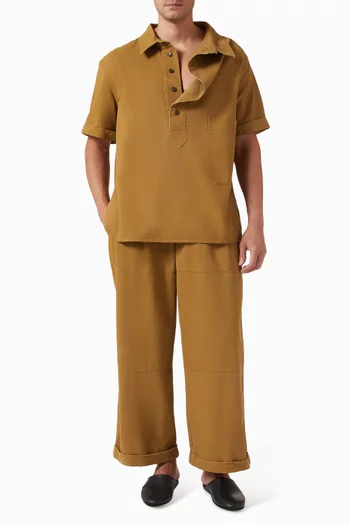 Asymmetrical Placket Shirt in Cotton Drill