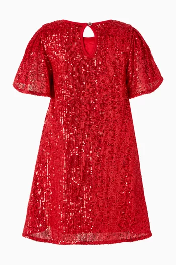 فستان بعقدة ومطرز بالترتر