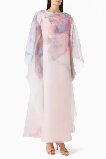 قفطان مزين بنقشة وكشكش