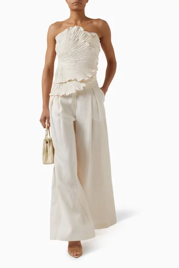 Las Olas Pleated Top in Linen