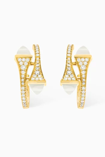 Cleo Diamond & White Agate Hoop Earrings in 18kt Yellow Gold