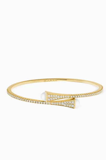Cleo Diamond & Agate Midi Slip-on Bracelet in 18kt Yellow Gold