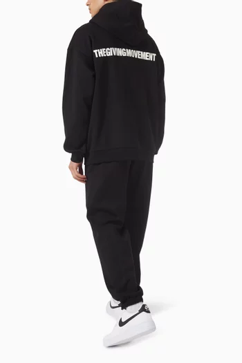 كنزة بغطاء رأس وسحّاب بقصة فضفاضة قطن