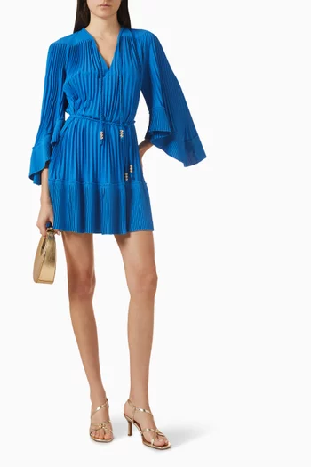 Pleated Drawstring Mini Dress