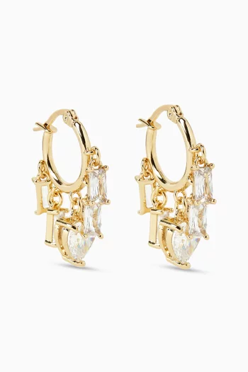 Mini Charm Hoop Earrings in Brass