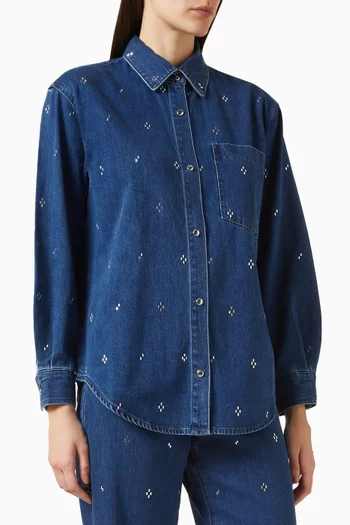Rhinestone-embellished Shirt in Denim