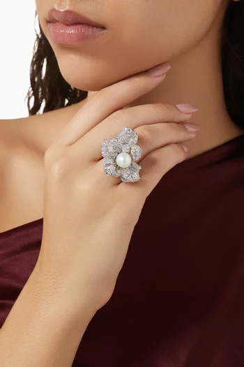 Mini Blossom Ring in 18kt White Gold & Rhodium Vermeil