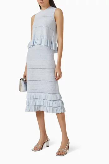 تنورة طويلة منسوجة بكشكش