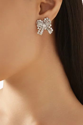 أقراط دنتيل بتصميم عقدة مطلية بالروديوم