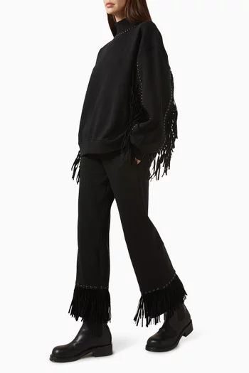 Frenzy Fringe Sweater in Brushed Fleece