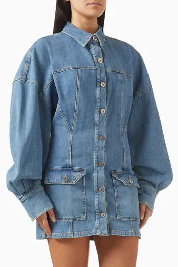 فستان قصير بأزرار دينم