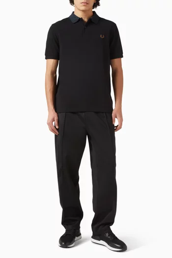 تي شيرت بولو بياقة مزينة بنقشة مربعات ترتان بلاك ووتش قطن بيكيه