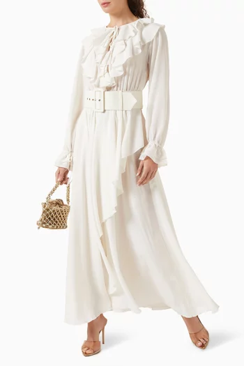 فستان بيترا متوسط الطول بكشكش