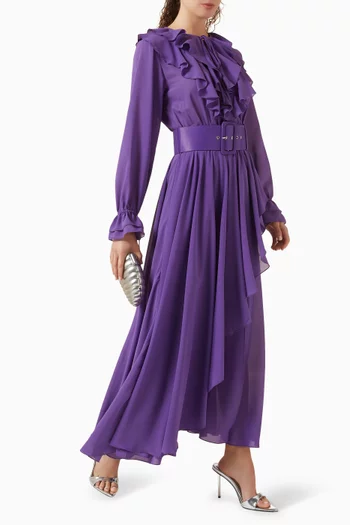 فستان بيترا متوسط الطول بكشكش