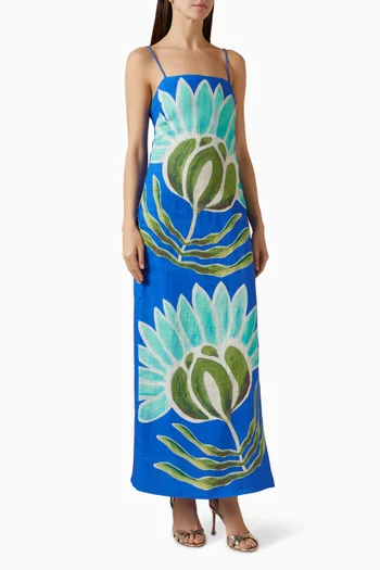 Solsana Maxi Dress in Linen-blend