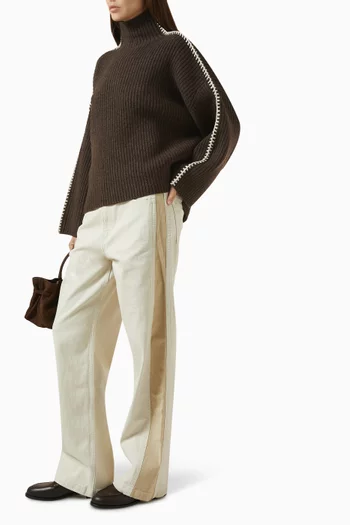 Logan Spliced Wide-leg Jeans in Denim