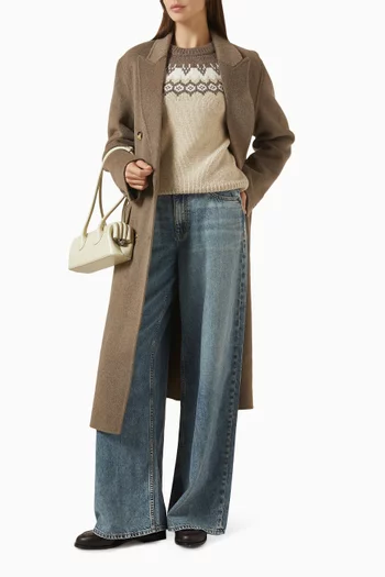 بنطال جينز صوفي بقصة ساق واسعة دينم