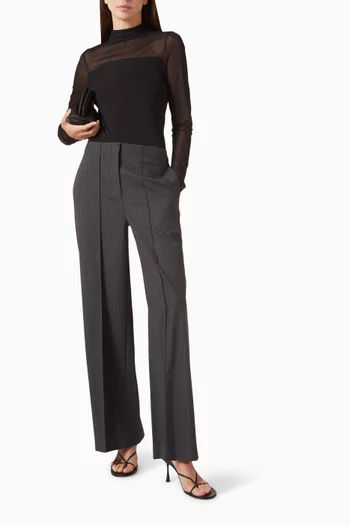 Luca Mixed-Media Mockneck Top in Mesh