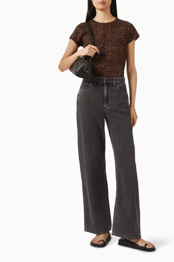 تي شيرت بنقشة جلد الفهد قطن