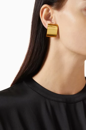 Square Clip-on on Earrings in 22kt Gold-plated Brass