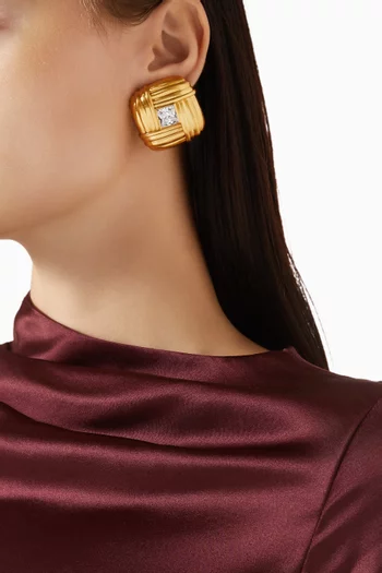 Knot Crystal Clip-on Earrings in 22kt Gold-plated Brass