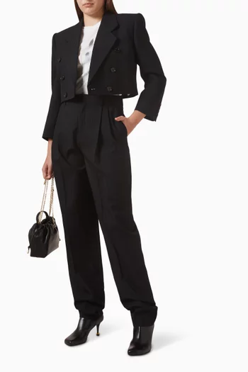 Spencer Crop Jacket in Striped Wool