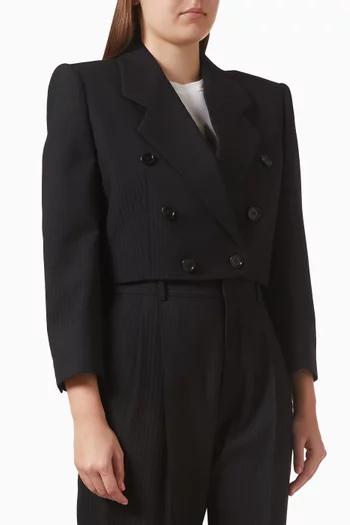 Spencer Crop Jacket in Striped Wool