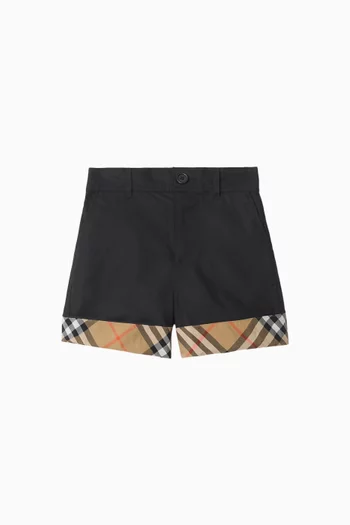 Check Turn-up Shorts in Cotton