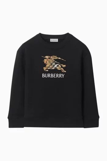 سويت شيرت بنقشة مربعات وشعار الفروسية قطن