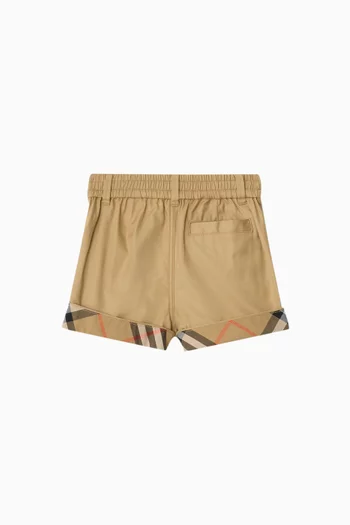 Check Turn-up Shorts in Cotton