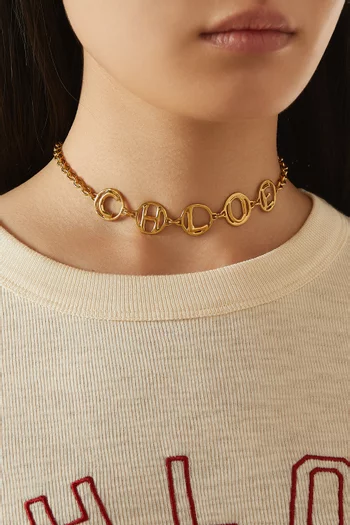 Logo Chain Necklace in Brass
