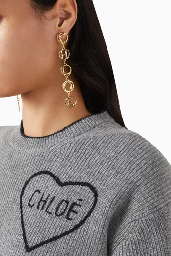 Logo Script Drop Earrings in Brass